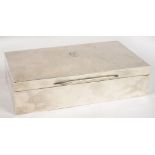 A GEORGE V SILVER CIGAR BOX, CEDAR LINED, 23 X 14 CM, LONDON 1934++MINOR DENTS