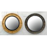 TWO 19TH C STYLE CONVEX MIRRORS, 53CM D AND SMALLER