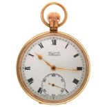 A 9CT GOLD KEYLESS LEVER WATCH, BIRMINGHAM 1925, EWC CO, 80G++IN GOOD CONDITION, LIGHT WEAR