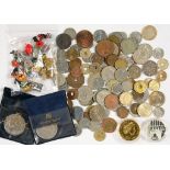 MISCELLANEOUS ENGLISH COMMEMORATIVE AND FOREIGN COINS, ETC