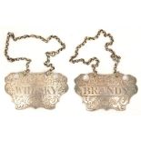 A PAIR OF VICTORIAN SILVER DECANTER LABELS, BIRMINGHAM 1843, 11DWTS (2)++GOOD CONDITION