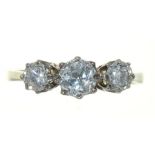 AN OLD CUT DIAMOND THREE STONE RING, APPROX 0.5 CT, IN GOLD MARKED 18CT, 2G, SIZE M++LIGHT WEAR