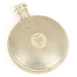 A VICTORIAN SILVER HIP FLASK, 10 CM H, LONDON 1863, 2OZS 15DWTS++DENTED