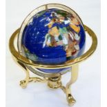 A MINERAL TERRESTRIAL GLOBE ON METAL STAND, 46CM H, MODERN