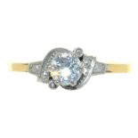 AN OLD CUT DIAMOND SOLITAIRE RING, APPROX 0.55 CT, IN GOLD MARKED 18CT AND PLAT, 2.5G, SIZE U++