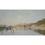 JAMES WILFORD FREETH, THE ESTUARY, SIGNED AND DATED 1900, WATERCOLOUR, 28 X 48CM