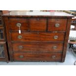 A VICTORIAN MAHOGANY CHEST OF DRAWERS, WITH THREE HAT DRAWERS, 106CM H; 51 X 131CM