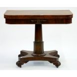 A VICTORIAN ROSEWOOD FOLDING CARD TABLE, 75CM H X 92CM W