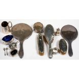 MISCELLANEOUS SILVER ARTICLES, TO INCLUDE A GEORGE V SILVER BRUSH AND MIRROR, BIRMINGHAM 1925 AND