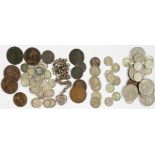 MISCELLANEOUS ENGLISH PRE-DECIMAL SILVER AND OTHER COINS, ETC