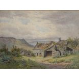 WILLIAM WILDE, A HIGHLAND CROFT, SIGNED AND DATED 85, WATERCOLOUR, 34 X 49CM