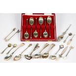 A SET OF SIX SILVER SEAL TOP COFFEE SPOONS, SHEFFIELD, INDISTINCT DATE LETTER, CASED, AND VARIOUS