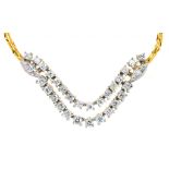 A DIAMOND NECKLACE, APPROX 0.7 CT, ON GOLD CHAIN MARKED 750, 11G++LIGHT WEAR CONSISTENT WITH AGE