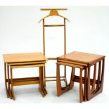 TWO 1970'S TEAK NEST OF TABLES AND A HARRODS COAT HANGER