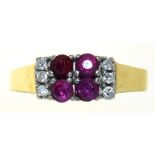 A GARNET AND DIAMOND RING, IN 18CT GOLD, LONDON 1979, 5G, SIZE T++LIGHT WEAR CONSISTENT WITH AGE