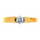 A DIAMOND SOLITAIRE RING, APPROX .2 CT, IN 18CT GOLD, 2.5G, SIZE S++LIGHT WEAR CONSISTENT WITH