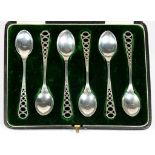 A SET OF SIX GEORGE V SILVER TEASPOONS, BY MAPPIN & WEBB, BIRMINGHAM 1919, CASED, 1OZ 16DWTS++GOOD