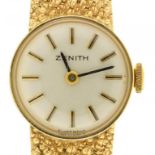 A ZENITH 9CT GOLD LADY'S WRISTWATCH, WITH TEXTURED GOLD BRACELET, LONDON 1971, 21.5G++GOOD
