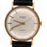 A SUMMIT 9CT GOLD GENTLEMAN'S WRISTWATCH, ENGRAVED TO BACK, 26.5G++SCRATCHES AND WEAR CONSISTENT