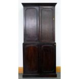 A GEORGE III MAHOGANY CUPBOARD, WITH ADJUSTABLE SHELVES AND FOUR PANELLED DOORS, 216CM H; 103 X