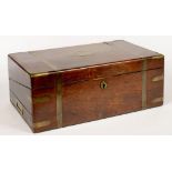 A VICTORIAN BRASS BOUND ROSEWOOD WRITING BOX, WITH FITTED INTERIOR, 40CM L