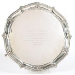 A GEORGE VI SILVER SALVER, 31 CM D, LONDON 1939, 23OZS 14DWTS++LIGHTLY SCRATCHED