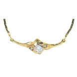 A DIAMOND NECKLACE, THE PRINCIPAL DIAMOND APPROX 0.31 CT, ON 9CT GOLD MESH CHAIN, IMPORT MARKED,