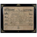 STREET PLAN OF NOTTINGHAM, 19TH C 64 x 83cm, in an oak frame