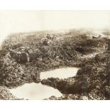 WORLD WAR ONE PHOTOGRAPHER UNKNOWN MACHINE GUNNER AND SOLDIERS IN A TRENCH sepia toned geletin