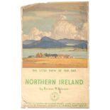 RAILWAY POSTERS. NORMAN WILKINSON, THE LITTLE FARM BY THE SEA NORTHERN IRELAND for Ulster Transport,