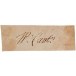 WILLIAM LAUD (1573-1645) PIECE SIGNED W: Cant 2.8 x 8.3cm, loosely laid down on an old laid paper