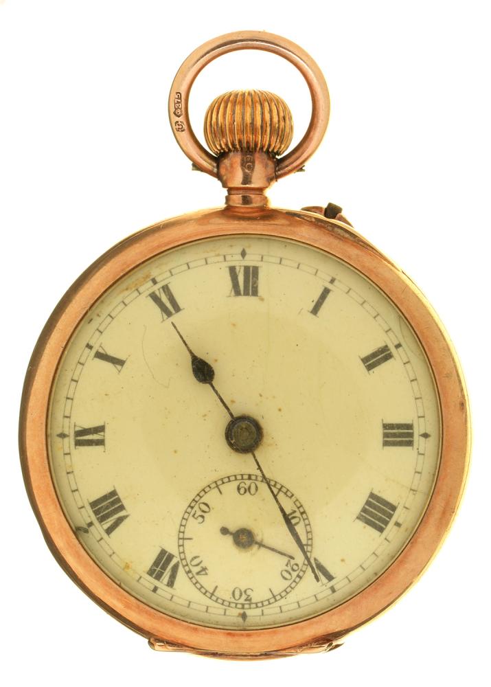 A 9CT GOLD LADY'S WATCH, CASEMAKER SP, IMPORT MARKED LONDON 1915, 22G++SCRATCHES AND WEAR CONSISTENT