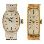 A ROTARY 9CT GOLD LADY'S WRISTWATCH, 18G AND A ROTARY STAINLESS STEEL LADY'S WRISTWATCH++GENERAL