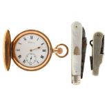 A WALTHAM GOLD PLATED HUNTING CASED KEYLESS LEVER WATCH, STAR NO 440589, A LATE VICTORIAN NICKEL