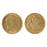 GOLD COIN. HALF SOVEREIGN, 1905, 4G++LIGHT SCRATCHES AND WEAR CONSISTENT WITH AGE