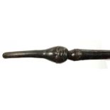 TRIBAL ART. A CENTRAL AFRICAN CARVED EBONY CANE, 97CM, SECOND QUARTER 20TH C