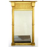 A VICTORIAN GILTWOOD AND COMPOSITION MIRROR, 73 X 47CM
