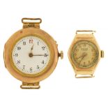 TWO 9CT GOLD WRISTWATCHES, 25G++WEAR AND SCRATCHES CONSISTENT WITH AGE, CRYSTAL DEFICIENT