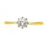 A DIAMOND SOLITAIRE RING, APPROX 0.5 CT, IN GOLD MARKED 18CT AND PLAT, 2.9G, SIZE O++IN GOOD