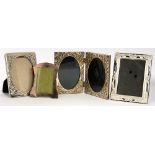 A GEORGE V SILVER PHOTOGRAPH FRAME, 12 X 9 CM, BIRMINGHAM 1912 AND THREE PLATED EXAMPLES (4)++