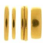 FOUR 22CT GOLD WEDDING RINGS, 17.5G, SIZES N - S++SCRATCHES AND WEAR CONSISTENT WITH AGE, TWO