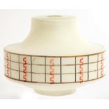 A MID CENTURY WHITE GLASS HANGING LIGHT SHADE, 21CM H