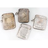 FOUR SILVER VESTA CASES, VICTORIAN AND LATER, 2OZS 8DWTS (4)++TARNISHED