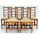 A SET OF FIVE GEORGE IV ELM DINING CHAIRS, 90CM H