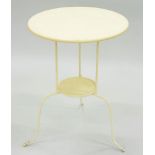 A CREAM PAINTED METAL TRIPOD TABLE, 51CM D