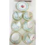 A ROYAL CROWN DERBY FLUTED TEA SERVICE, PRINTED AND PAINTED WITH FLOWER SPRAYS, PRINTED MARK, MID