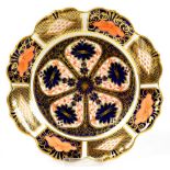 A ROYAL CROWN DERBY IMARI PATTERN DISH WITH FLUTED RIM, 17CM D, PRINTED MARK