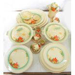 A ROYAL DOULTON ART DECO EARTHENWARE MAPLE PATTERN DINNER SERVICE, C1930