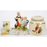 A CONTINENTAL PORCELAIN YARDLEY'S ENGLISH LAVENDER FIGURAL SOAP DISH, 18CM , A BOXED JAR OF THE