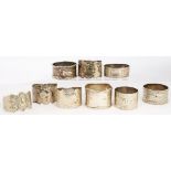 SEVEN AND A PAIR OF SILVER NAPKIN RINGS, EDWARD VII AND LATER, 7OZS 10DWTS (9)